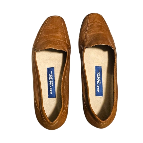 Womens Brown Leather Loafers Easy Spirit Comfort Flata Sz 7 Slip On Casual Work - Picture 7 of 14